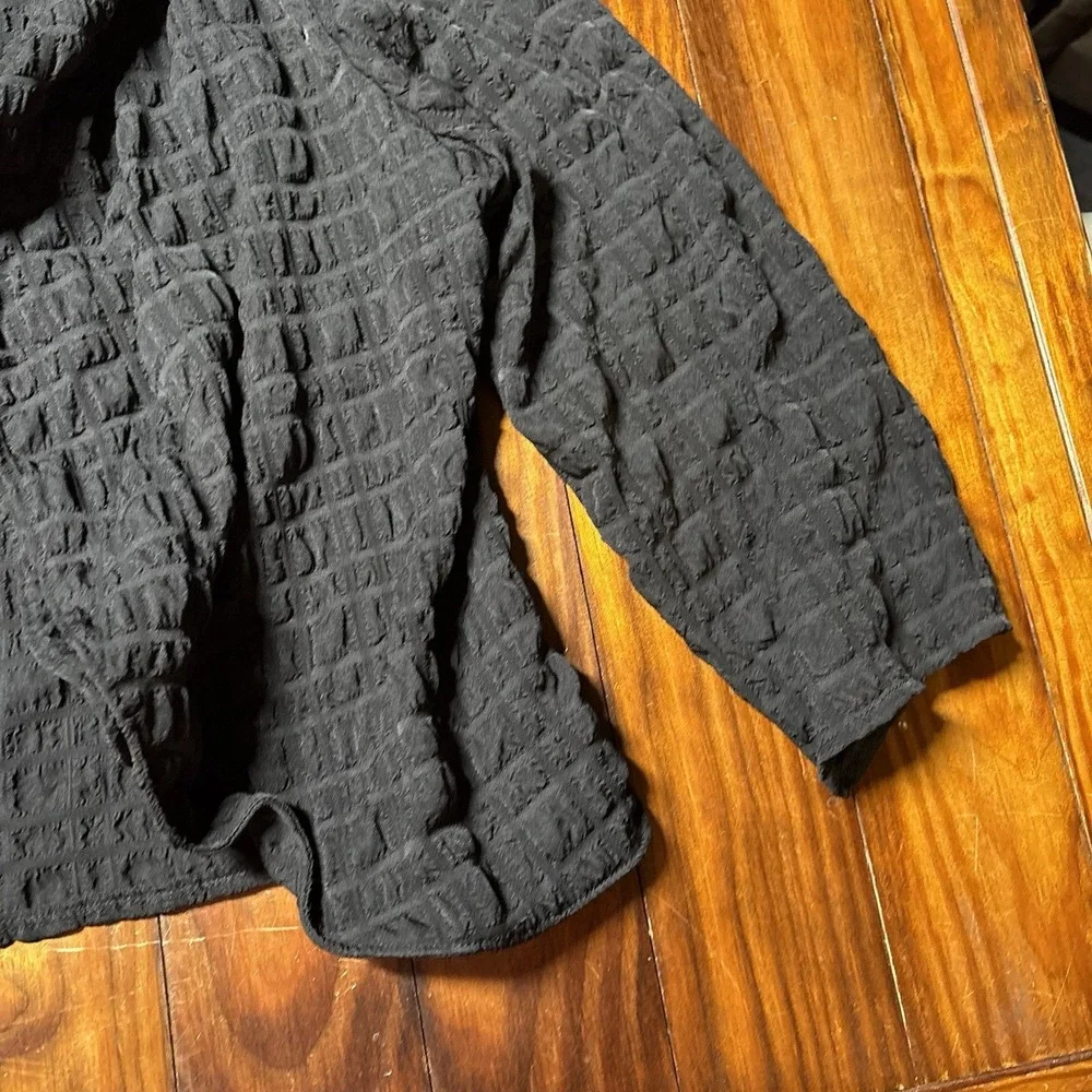 Joseph Ribkoff Bubble Woven Cropped Jacket Black Open Front Sz 6 A1673